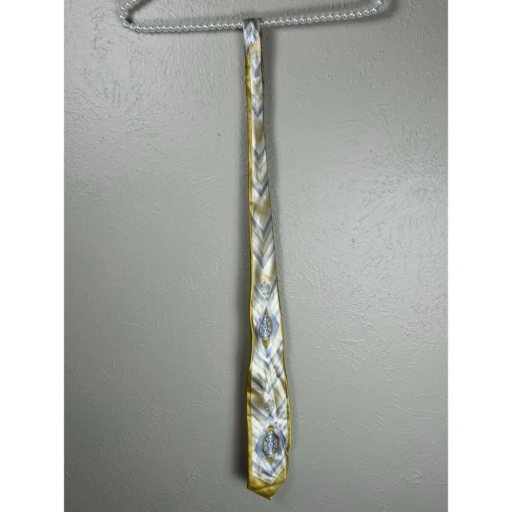 Salvatore Pellegrino Tie Silk Handmade Shiny Gold Silver Long Necktie Italian